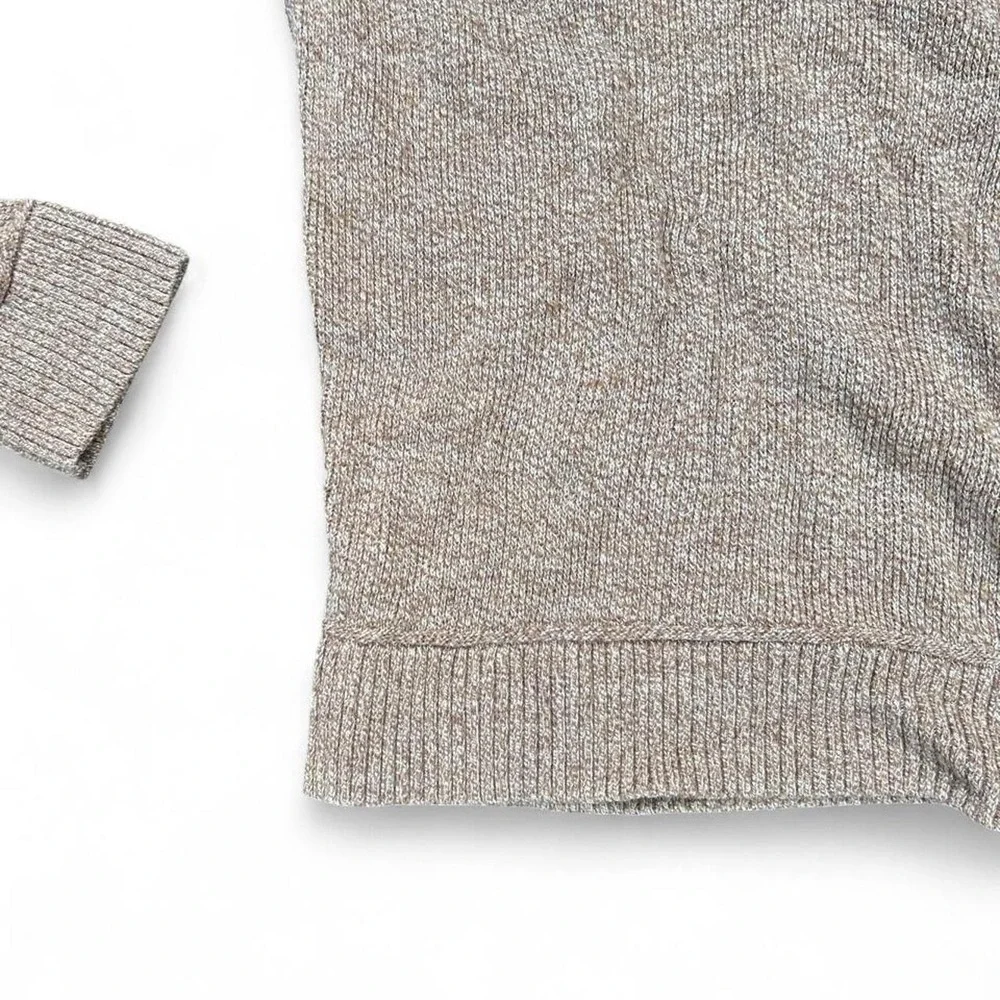 Knit Sweater Tan Marled Hollister Fisherman Coastal Grandpa Rolled Neck Large